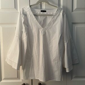 Lane Bryant White Bell Sleeve Blouse